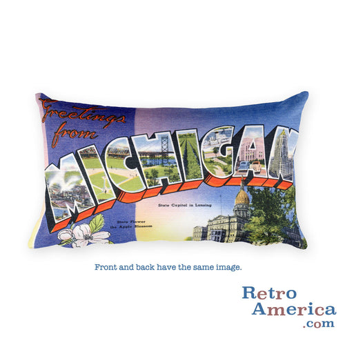 Greetings from Michigan Throw Pillow 1