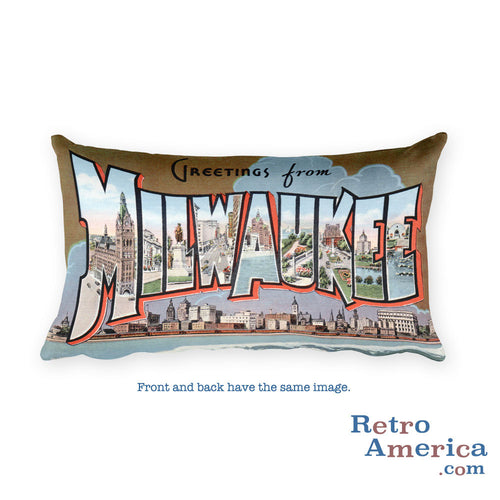 Greetings from Milwaukee Wisconsin Throw Pillow 2