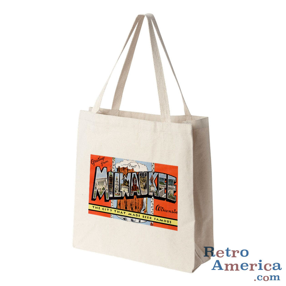 Greetings from Milwaukee Wisconsin WI 2 Postcard Tote Bag