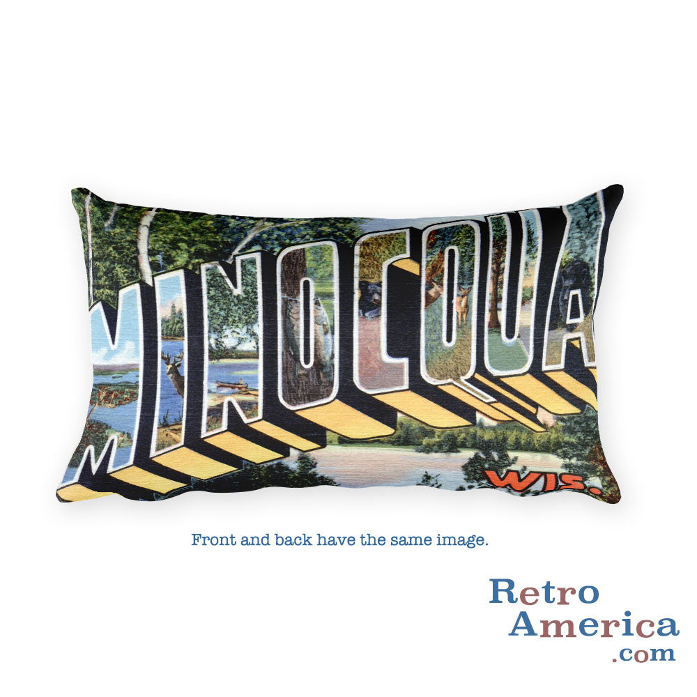 Greetings from Minocqua Wisconsin Throw Pillow