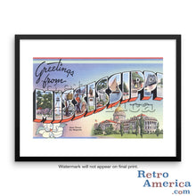 Greetings from Mississippi Ms Postcard Framed Wall Art