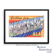 Greetings from Montgomery Alabama AL Postcard Framed Wall Art