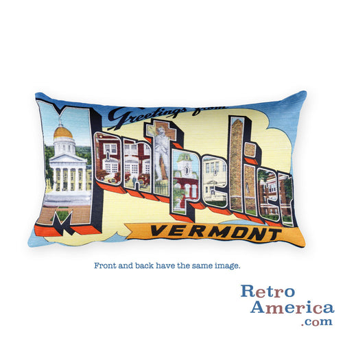 Greetings from Montpelier Vermont Throw Pillow