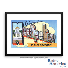 Greetings from Montpelier Vermont VT Postcard Framed Wall Art