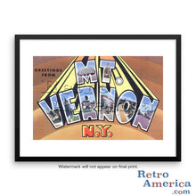 Greetings from Mt Vernon New York NY Postcard Framed Wall Art