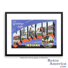 Greetings from Muncie Indiana IN Postcard Framed Wall Art