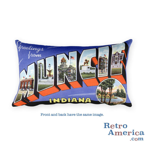 Greetings from Muncie Indiana Throw Pillow