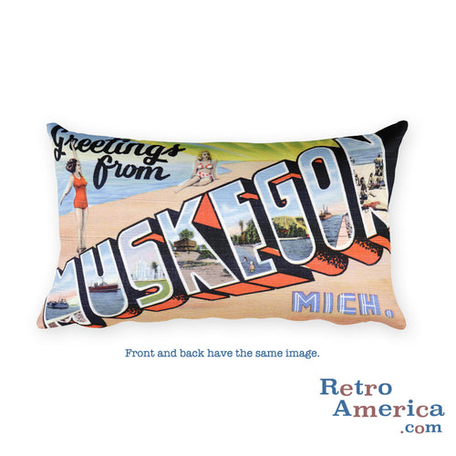 Greetings from Muskegon Michigan Throw Pillow