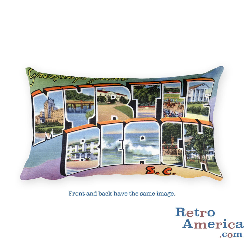 Greetings from Myrtle Beach South Carolina Throw Pillow 3