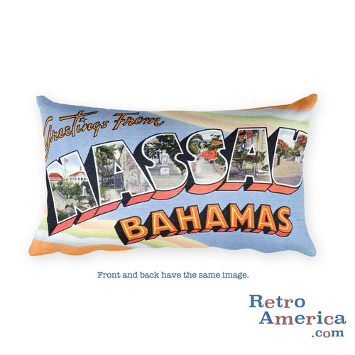 Greetings from Nassau Bahamas Throw Pillow