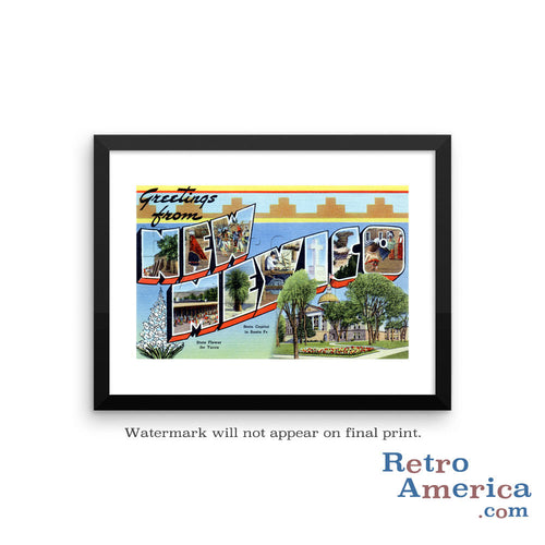 Greetings from New Mexico NM 1 Postcard Framed Wall Art