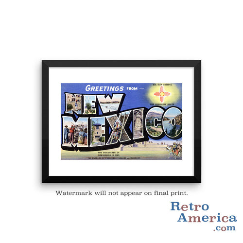 Greetings from New Mexico NM 3 Postcard Framed Wall Art