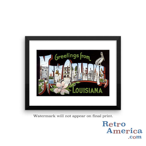 Greetings from New Orleans Louisiana LA 1 Postcard Framed Wall Art