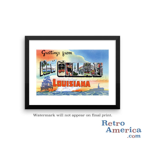 Greetings from New Orleans Louisiana LA 2 Postcard Framed Wall Art