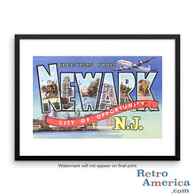 Greetings from Newark New Jersey NJ 2 Postcard Framed Wall Art