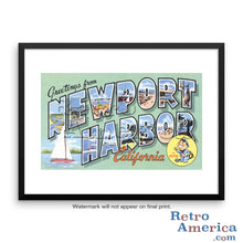Greetings from Newport Harbor California CA Postcard Framed Wall Art