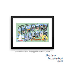 Greetings from Newport Harbor California CA Postcard Framed Wall Art