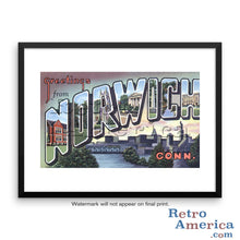 Greetings from Norwich Connecticut CT Postcard Framed Wall Art