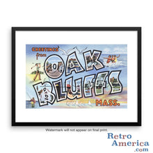 Greetings from Oak Bluffs Massachusetts MA Postcard Framed Wall Art