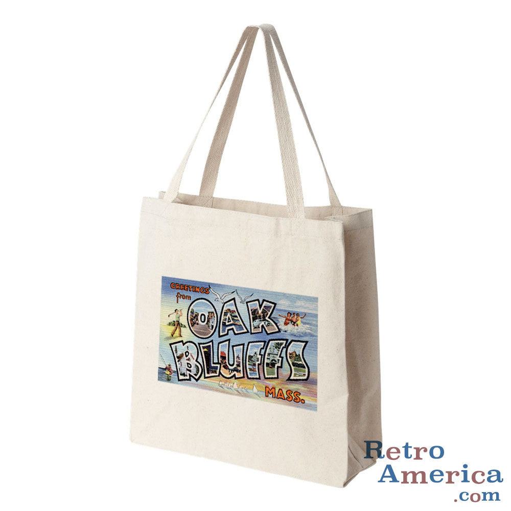 Greetings from Oak Bluffs Massachusetts MA Postcard Tote Bag