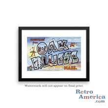 Greetings from Oak Bluffs Massachusetts MA Postcard Framed Wall Art