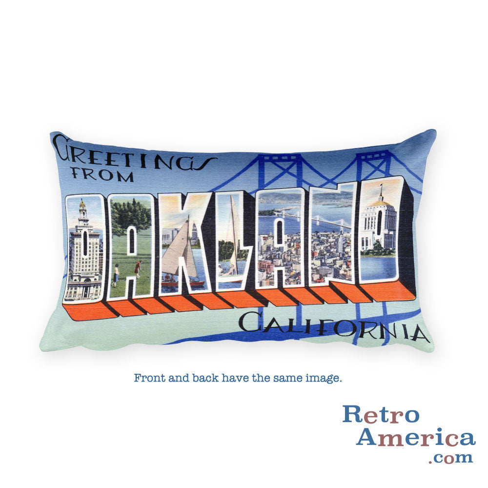 Greetings from Oakland California Throw Pillow 1