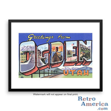 Greetings from Ogden Utah UT Postcard Framed Wall Art