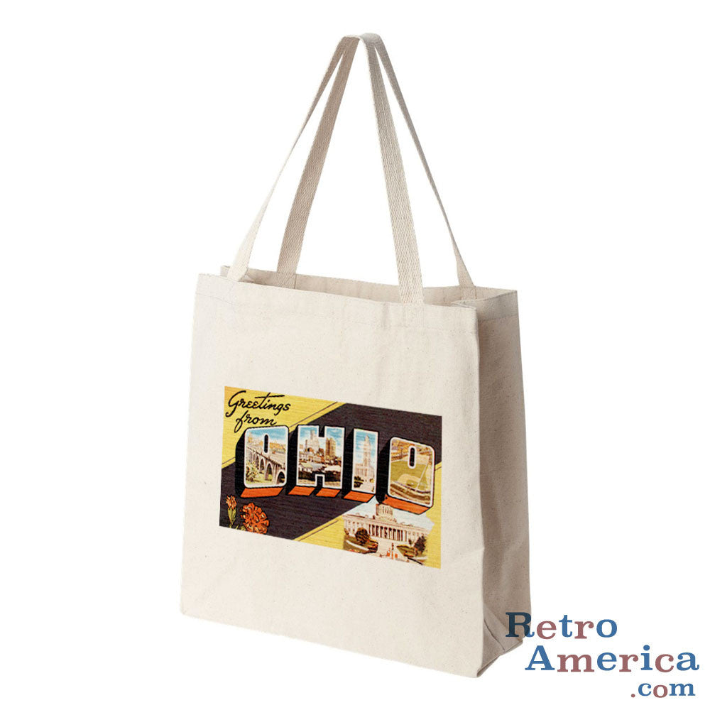 Greetings from Ohio OH 3 Postcard Tote Bag