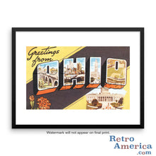Greetings from Ohio OH 3 Postcard Framed Wall Art