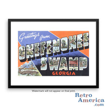 Greetings from Okefenokee Swamp Georgia GA Postcard Framed Wall Art