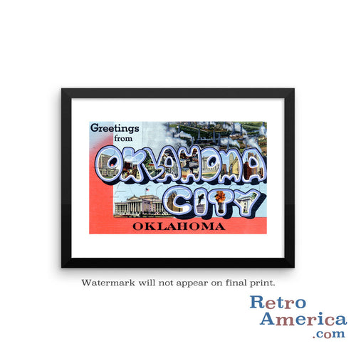 Greetings from Oklahoma City Oklahoma OK 2 Postcard Framed Wall Art