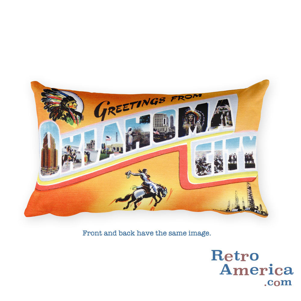 Greetings from Oklahoma City Oklahoma Throw Pillow 1