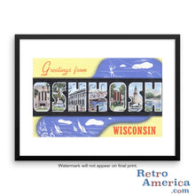 Greetings from Oshkosh Wisconsin WI 2 Postcard Framed Wall Art