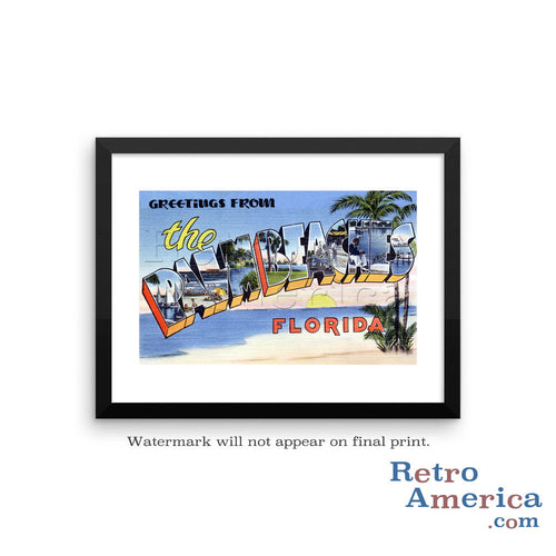 Greetings from Palm Beaches Florida FL Postcard Framed Wall Art