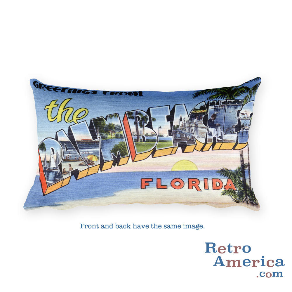 Greetings from Palm Beaches Florida Throw Pillow