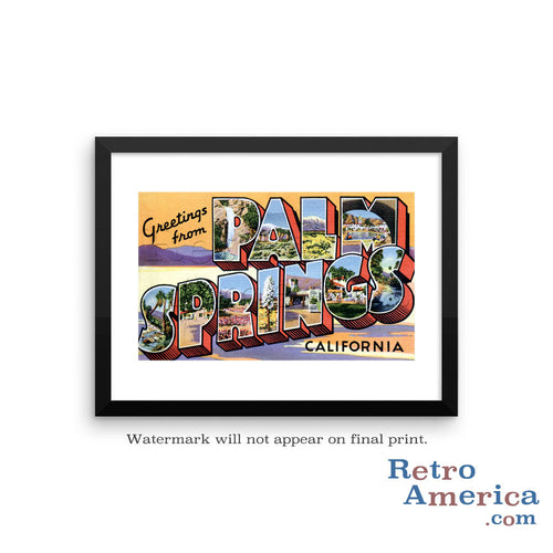 Greetings from Palm Springs California CA Postcard Framed Wall Art