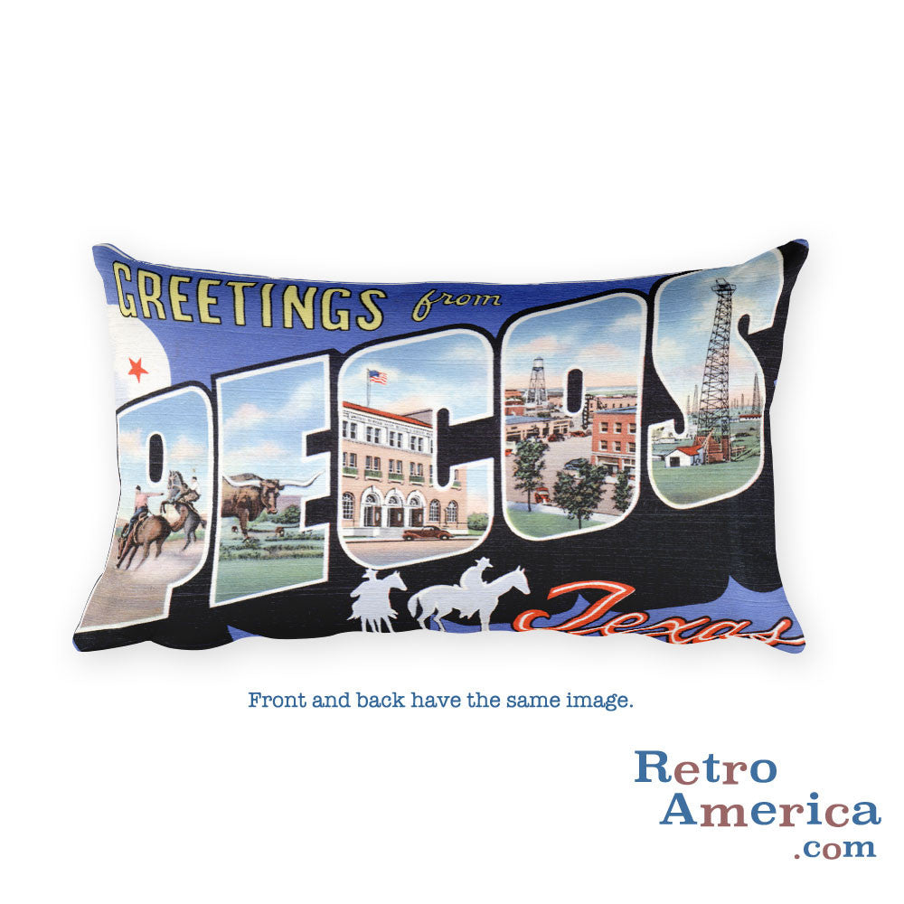 Greetings from Pecos Texas Throw Pillow