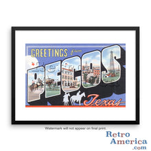 Greetings from Pecos Texas TX Postcard Framed Wall Art