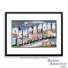 Greetings from Pensacola Florida FL 2 Postcard Framed Wall Art