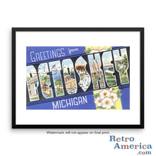 Greetings from Petoskey Michigan MI Postcard Framed Wall Art