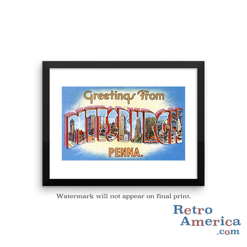 Greetings from Pittsburgh Pennsylvania PA 2 Postcard Framed Wall Art