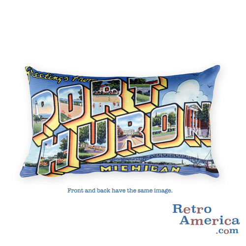 Greetings from Port Huron Michigan Throw Pillow