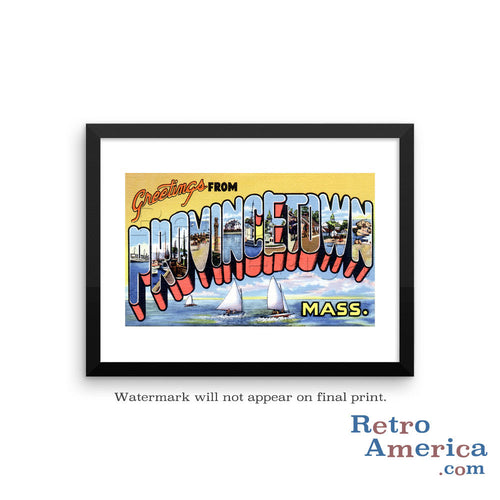 Greetings from Provincetown Massachusetts MA Postcard Framed Wall Art