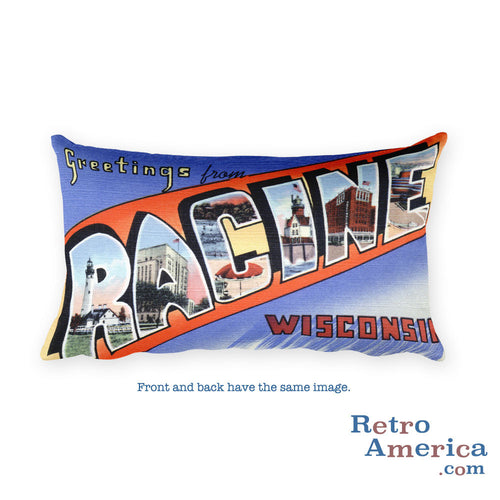 Greetings from Racine Wisconsin Throw Pillow