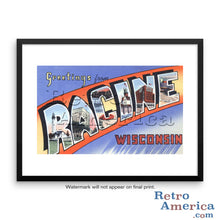 Greetings from Racine Wisconsin WI Postcard Framed Wall Art