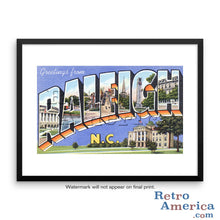 Greetings from Raleigh North Carolina NC Postcard Framed Wall Art