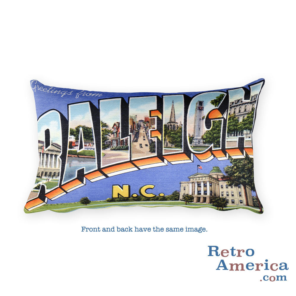 Greetings from Raleigh North Carolina Throw Pillow