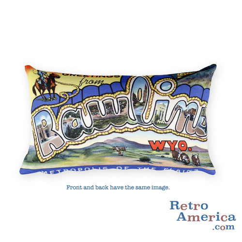Greetings from Rawlins Wyoming Throw Pillow