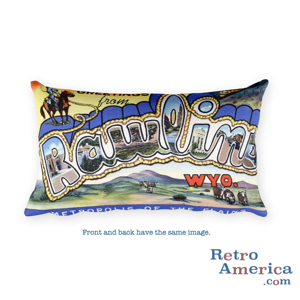 Greetings from Rawlins Wyoming Throw Pillow