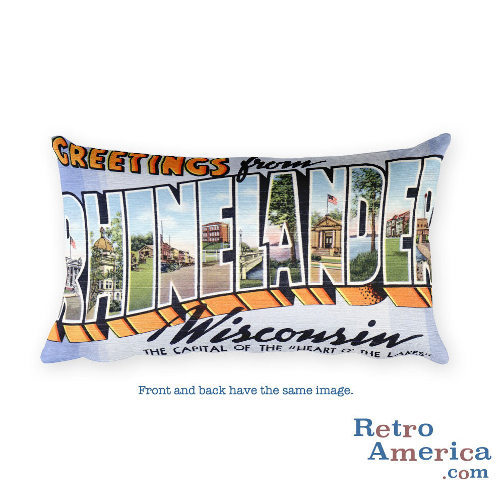 Greetings from Rhinelander Wisconsin Throw Pillow
